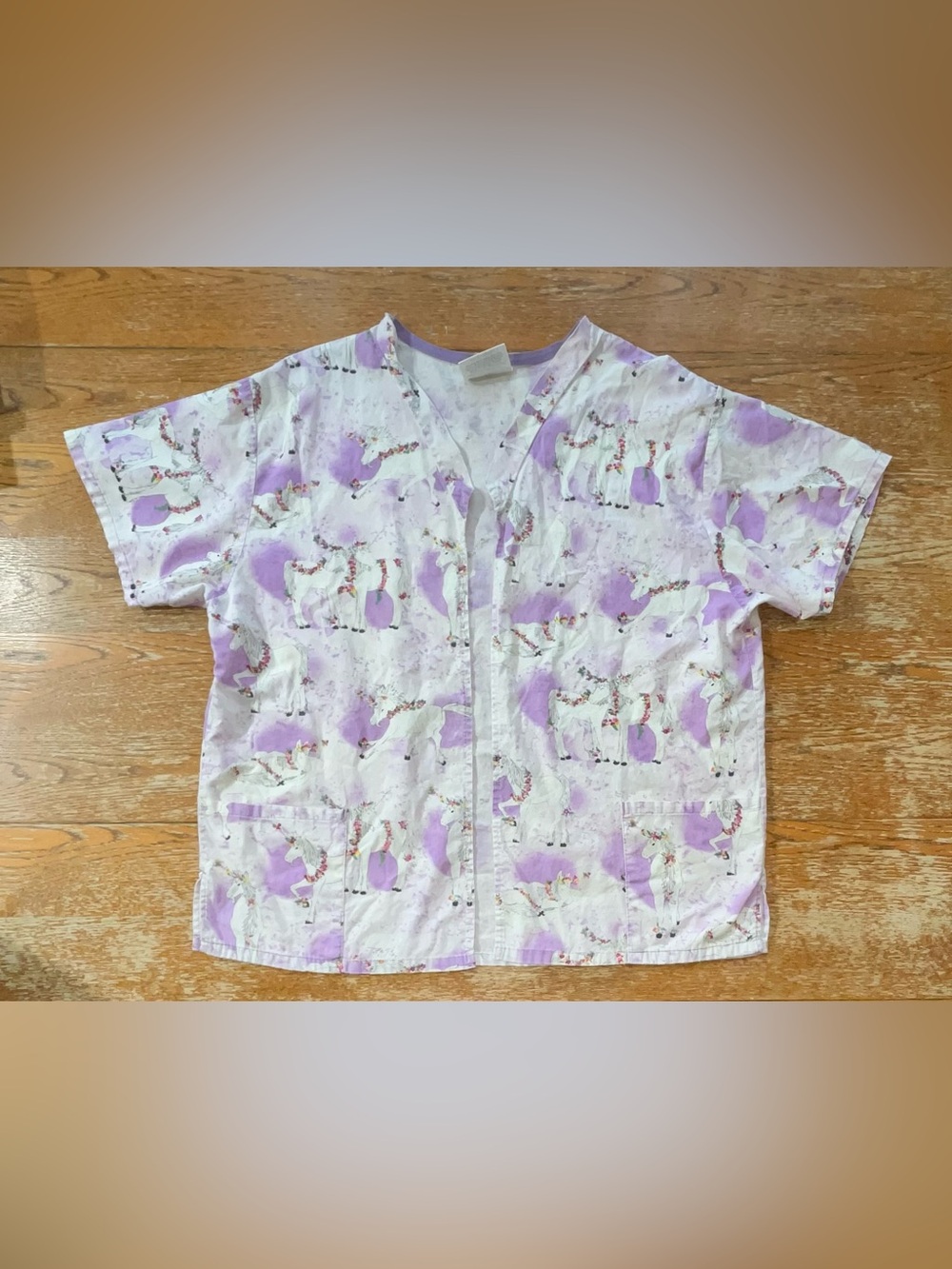 Fundamentals by White Swan nursing no button short sleeve scrub jacket Size L